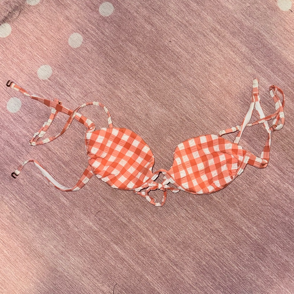 Montce Shrimp Gingham Elany Bikini Top - Picture 4 of 6